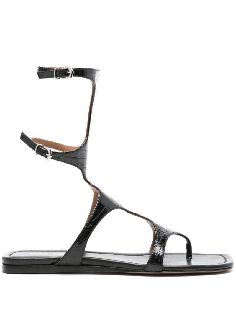 Paris Texas crocodile-effect flat sandals - Black von Paris Texas