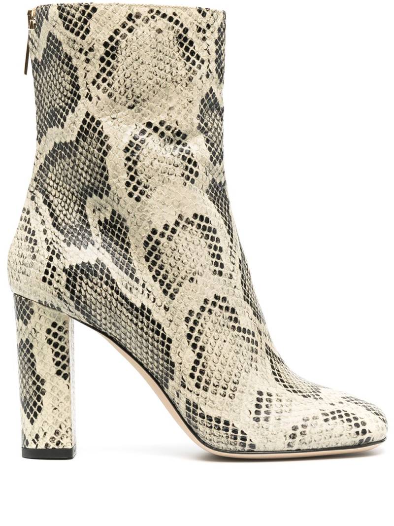 Paris Texas python-effect 100mm ankle boots - Neutrals von Paris Texas