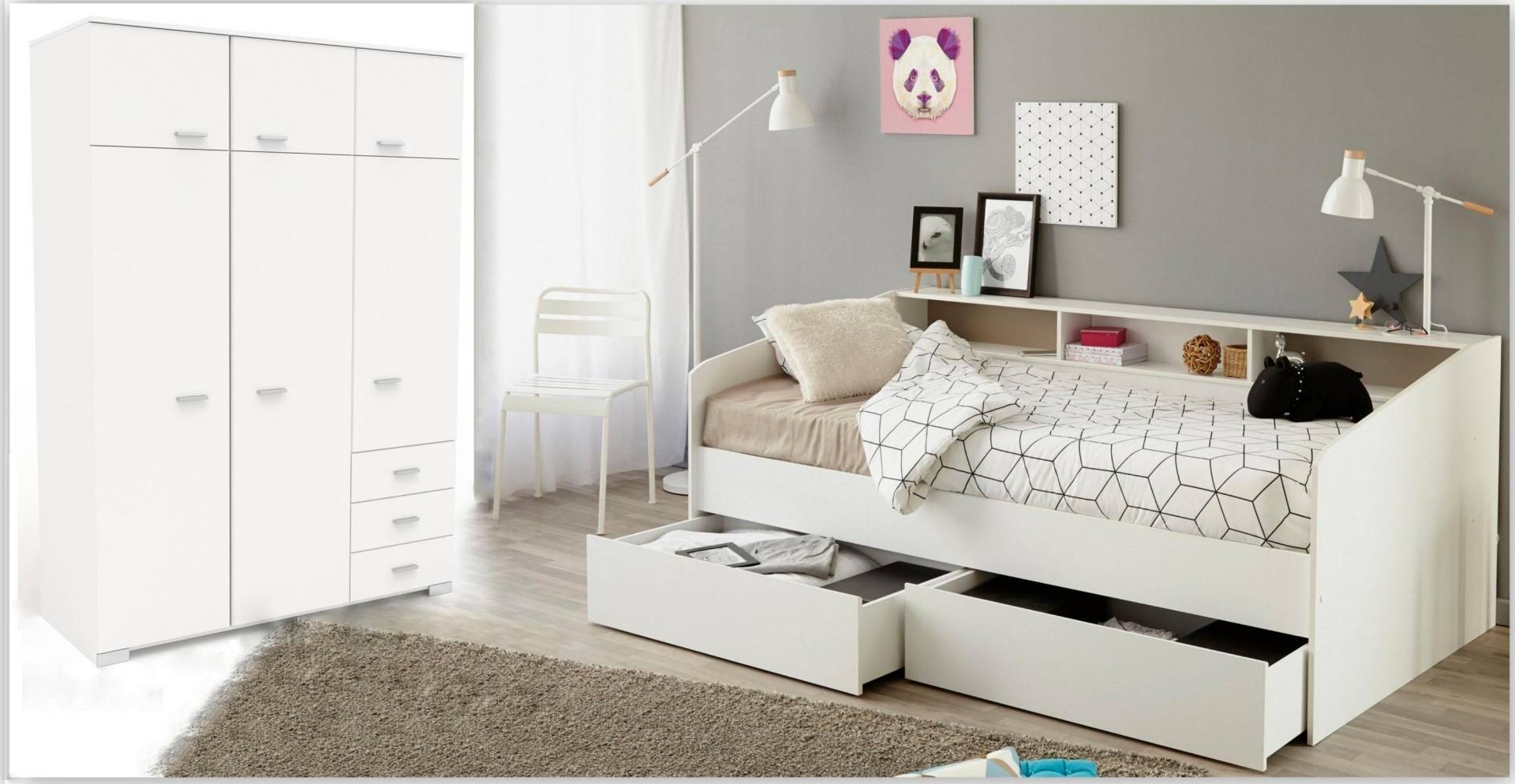 Parisot Jugendzimmer-Set »Sleep«, (Set, 2 tlg., Kleiderschrank und Stauraumbett) von Parisot