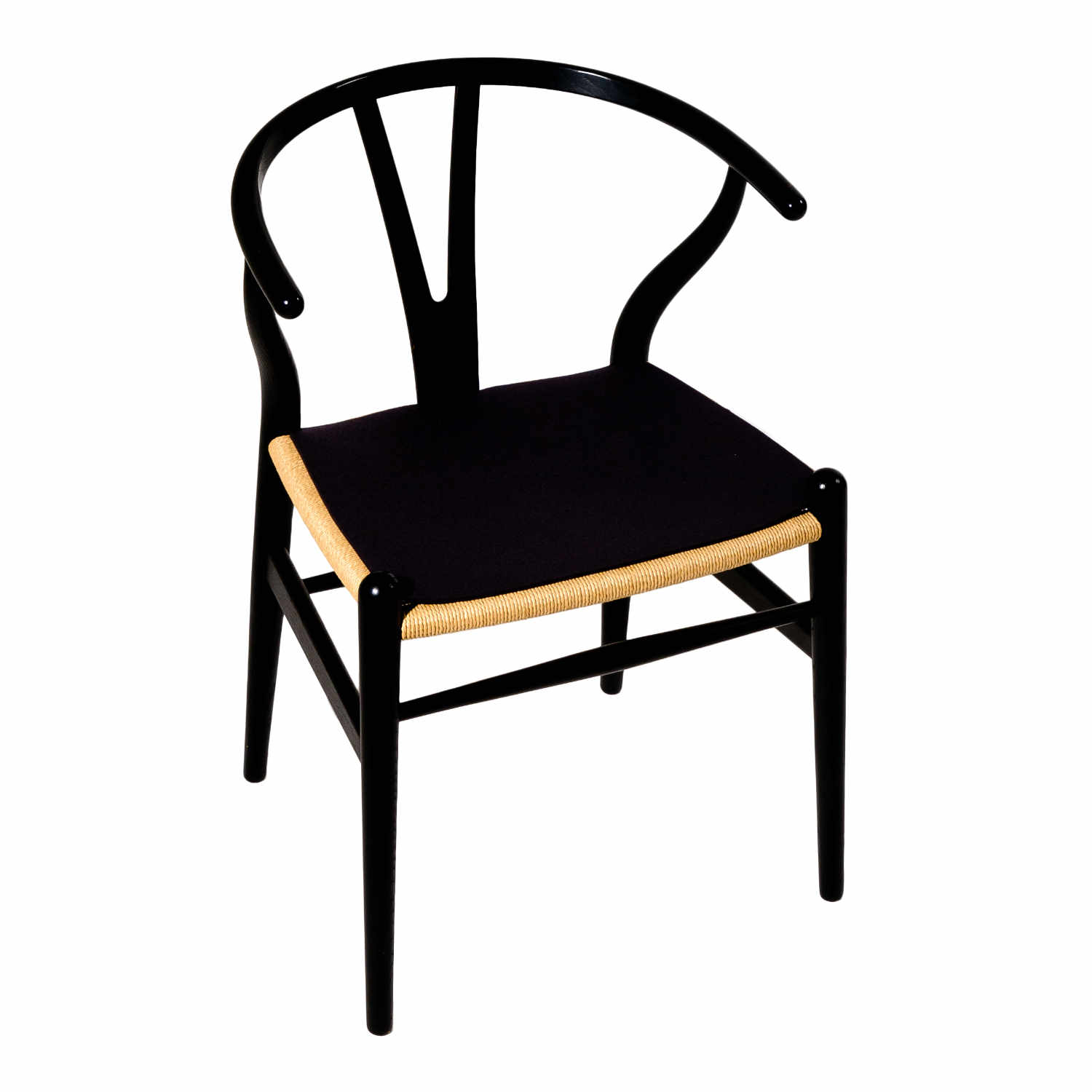 Wishbone Chair Leder/Filz Sitzkissen, Farbe schwarz 105 von Parkhaus