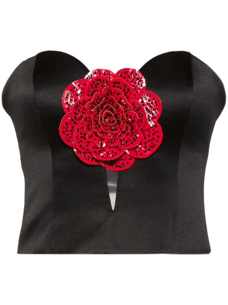 Parlor floral-appliqué bustier top - Black von Parlor