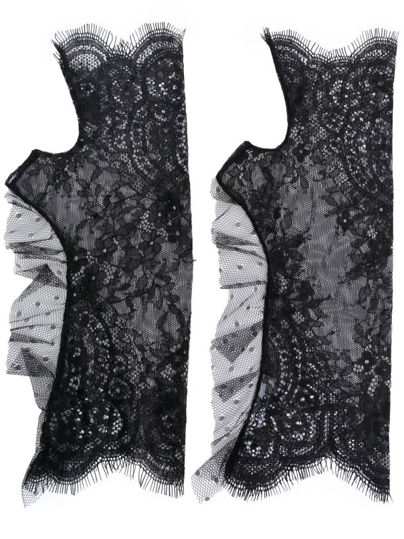 Parlor lace ruffle-trim fingerless gloves - Black von Parlor