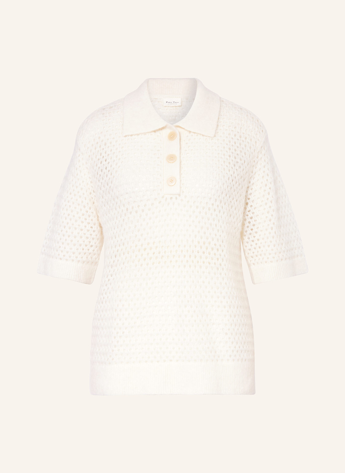 Part Two Strick-Poloshirt Mit Alpaka weiss Part Two Strick-Poloshirt Mit Alpaka weiss von Part Two