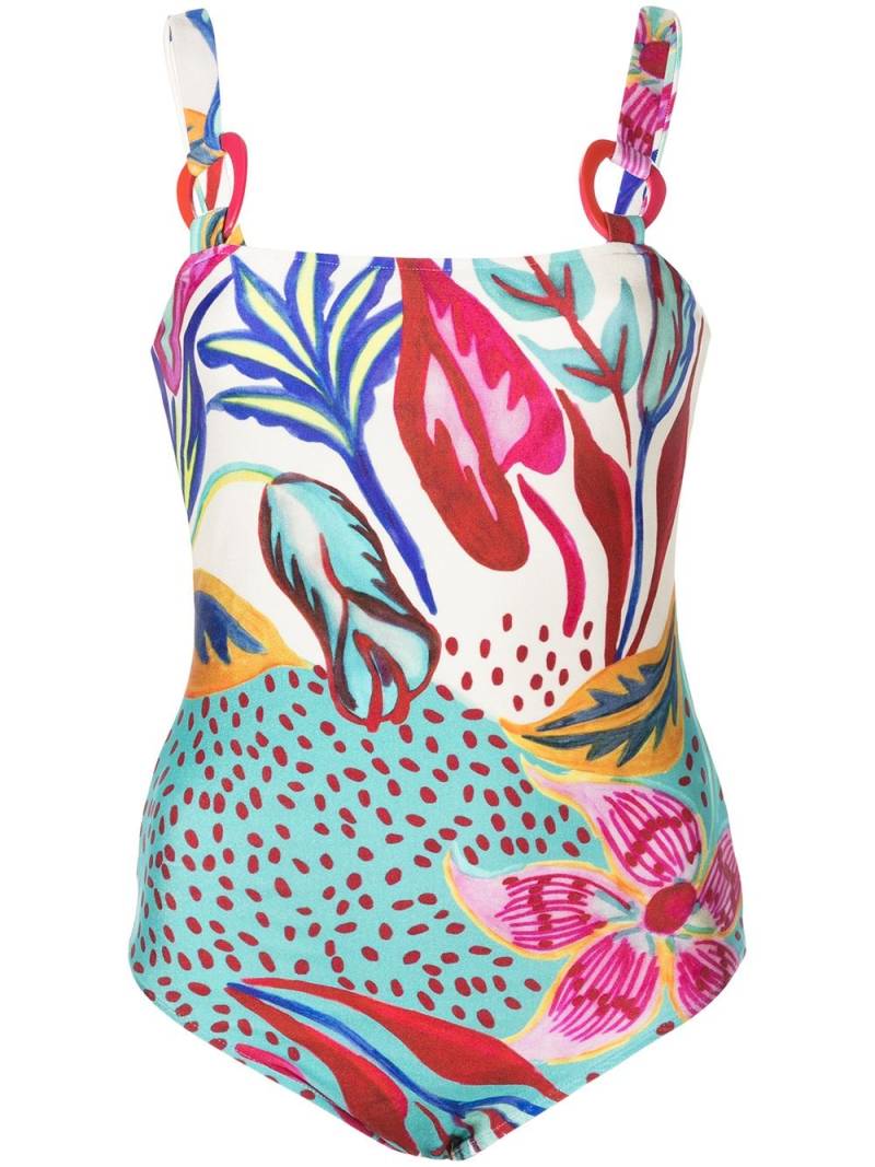 PatBO Flora square-neck swimsuit - Blue von PatBO