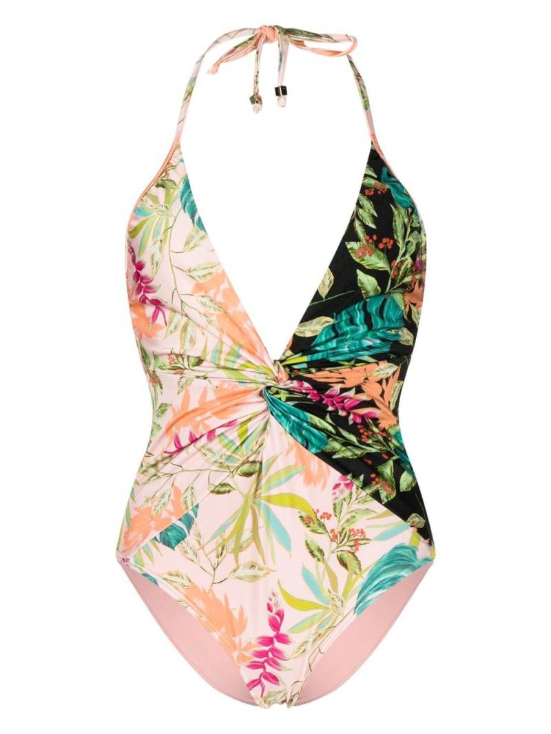 PatBO twist-detail floral swimsuit - Pink von PatBO