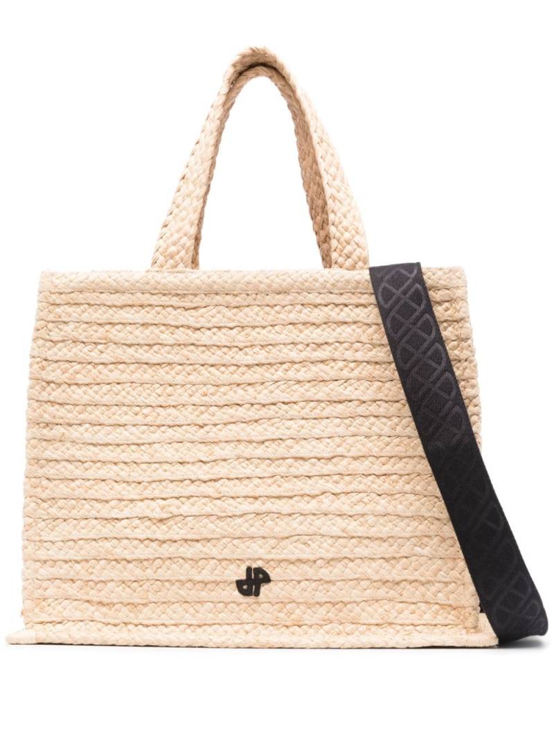 Patou large JP raffia tote bag - Neutrals von Patou