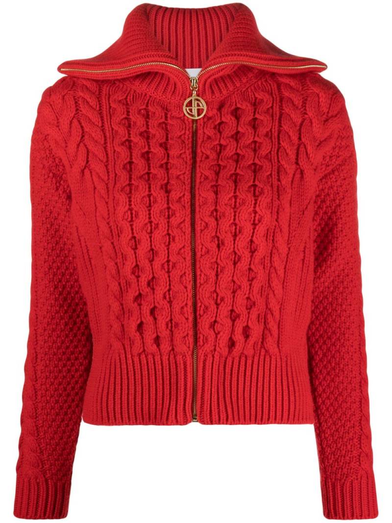 Patou cable-knit wool-blend cardigan - Red von Patou