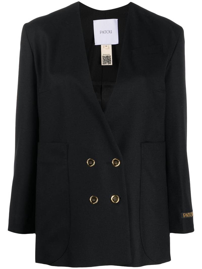 Patou collarless double-breasted blazer - Black von Patou