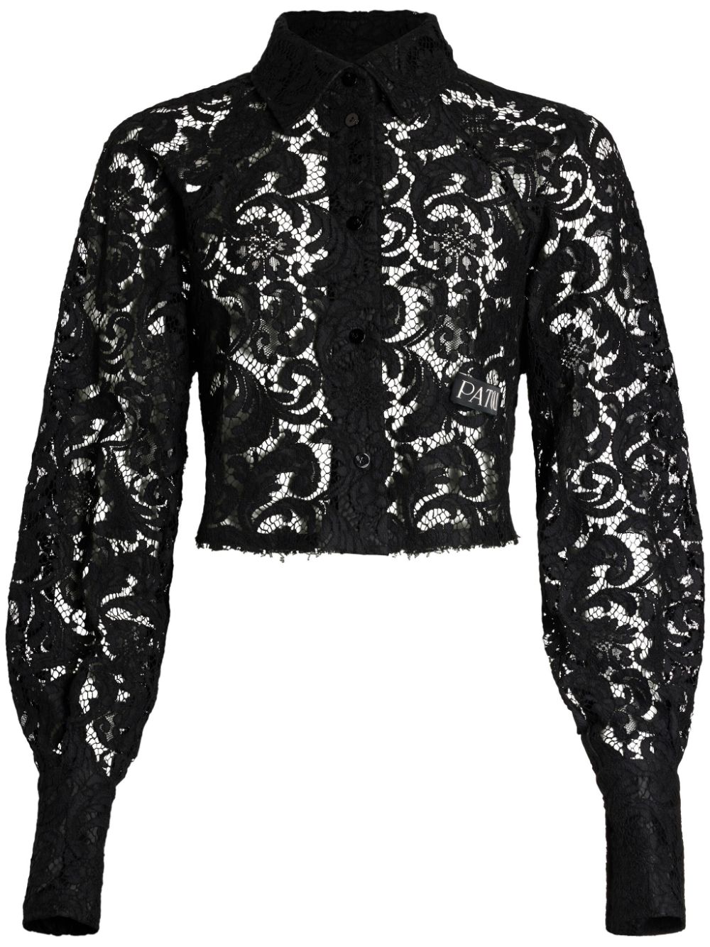 Patou cropped sheer lace shirt - Black von Patou