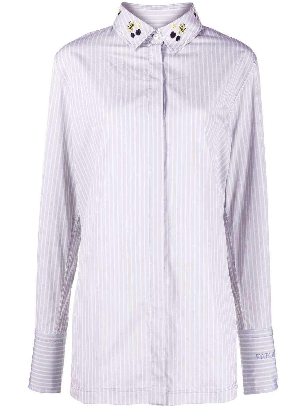 Patou embroidered-collar striped cotton shirt - Green von Patou