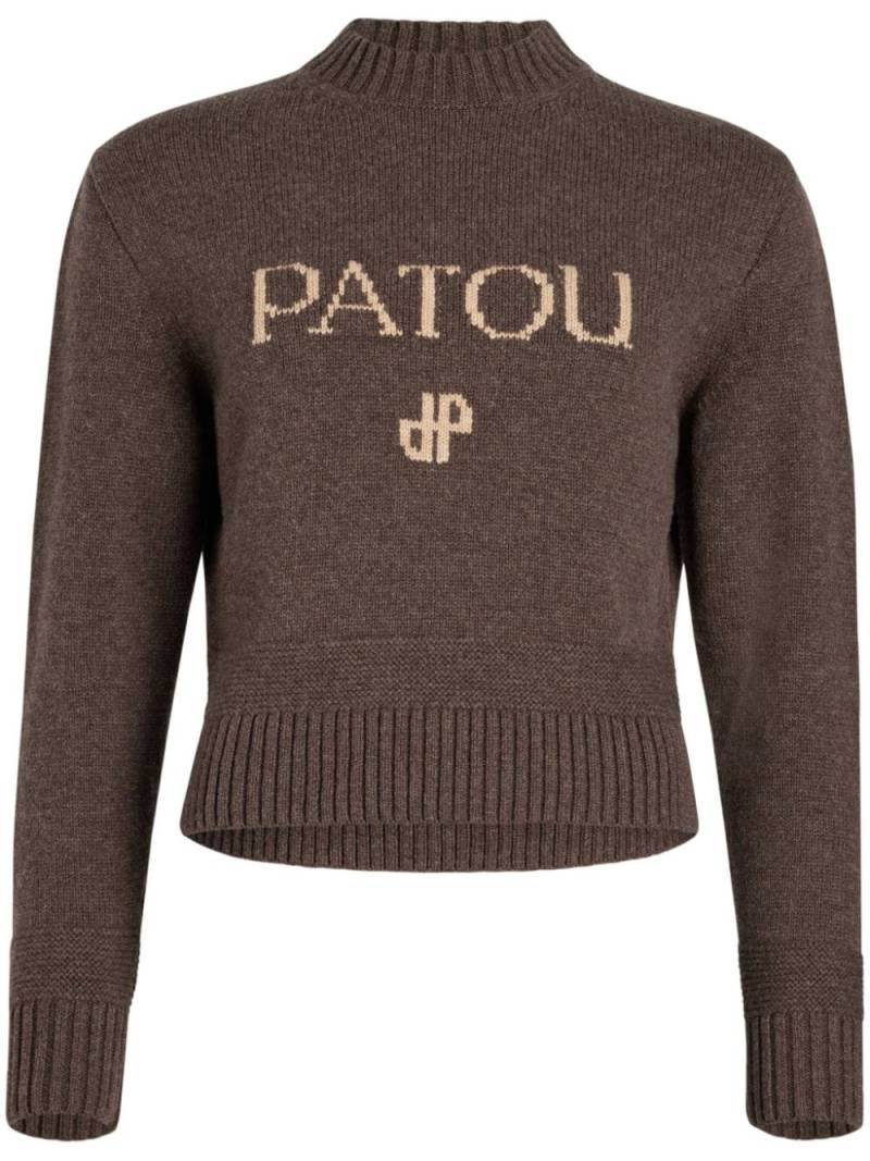 Patou embroidered-logo knit jumper - Brown von Patou