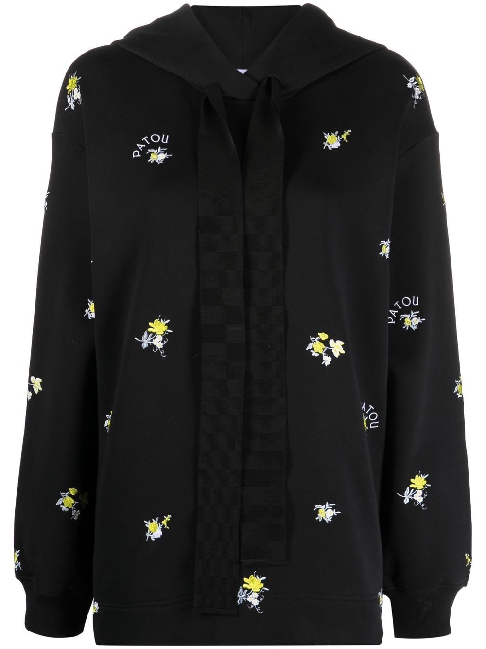 Patou floral-embroidered drawstring hoodie - Black von Patou