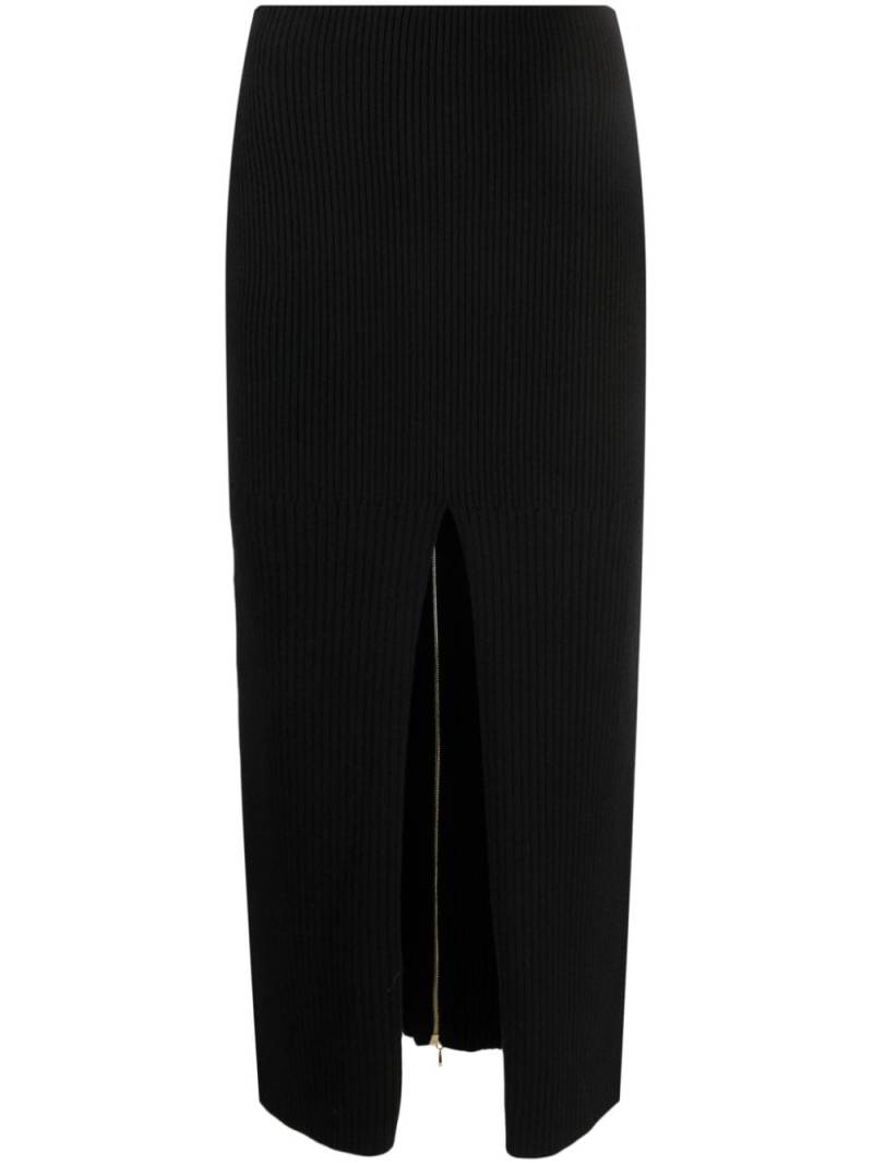 Patou front-slit ribbed-knit midi skirt - Black von Patou