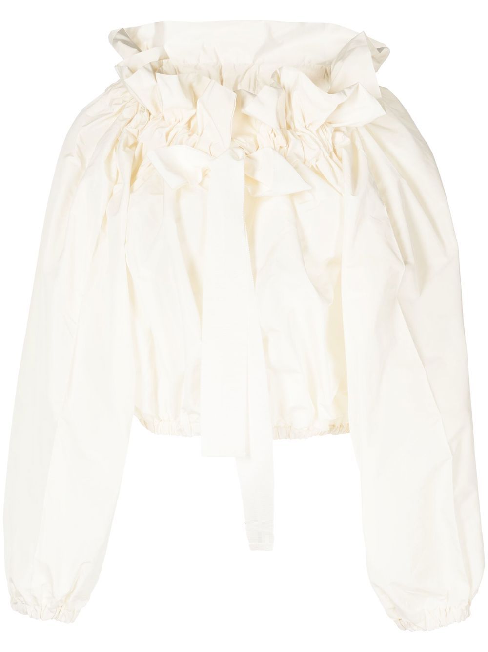 Patou grosgrain-tie puff-sleeve top - White von Patou