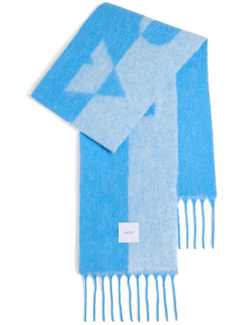 Patou intarsia-knit logo scarf - Blue von Patou