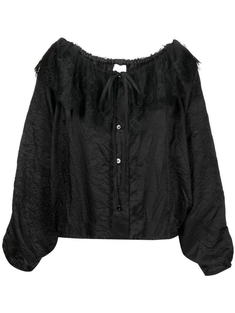 Patou lace-collar long-sleeve blouse - Black von Patou