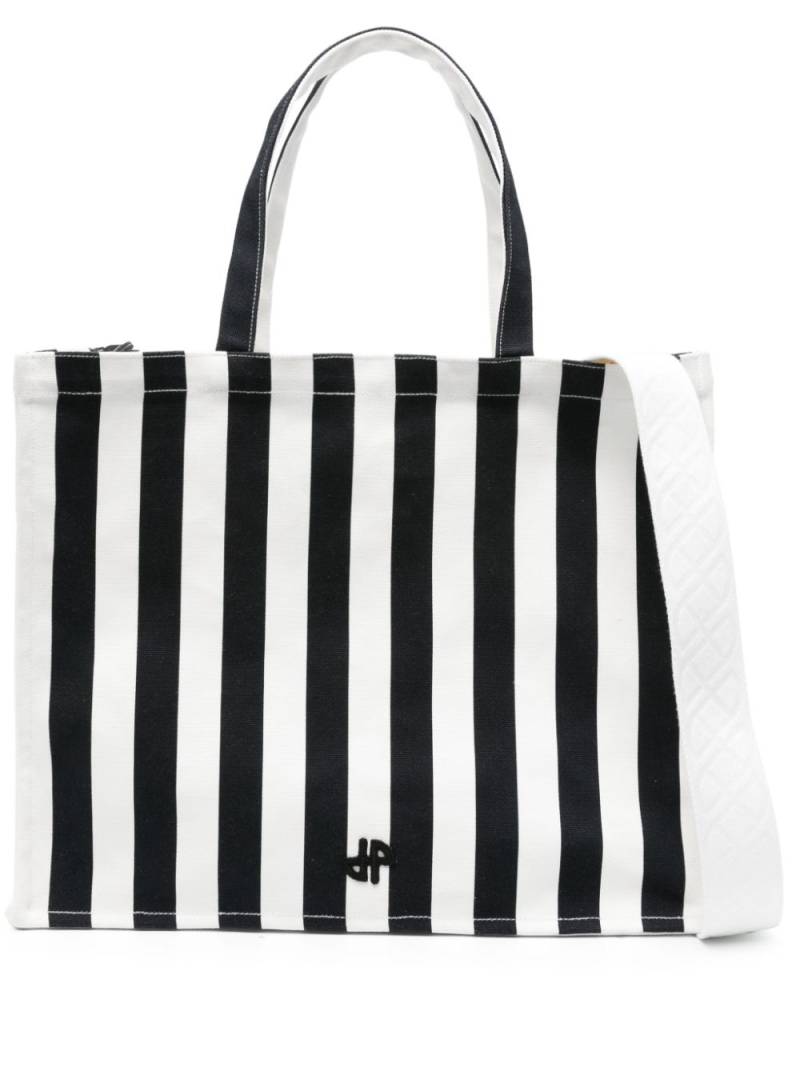 Patou large JP striped canvas tote bag - White von Patou