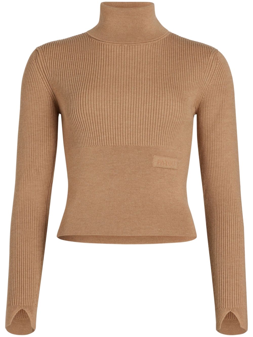 Patou logo-appliqué rib-knit jumper - Brown von Patou