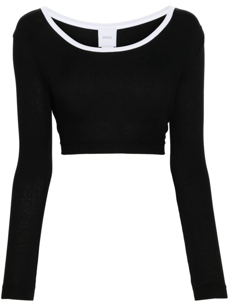 Patou logo-appliqué ribbed crop top - Black von Patou