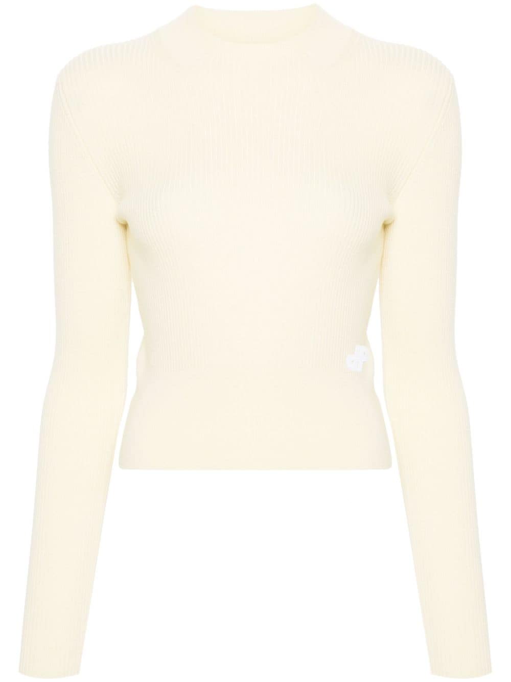 Patou logo-appliqué ribbed jumper - Yellow von Patou