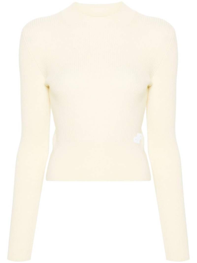 Patou logo-appliqué ribbed jumper - Yellow von Patou