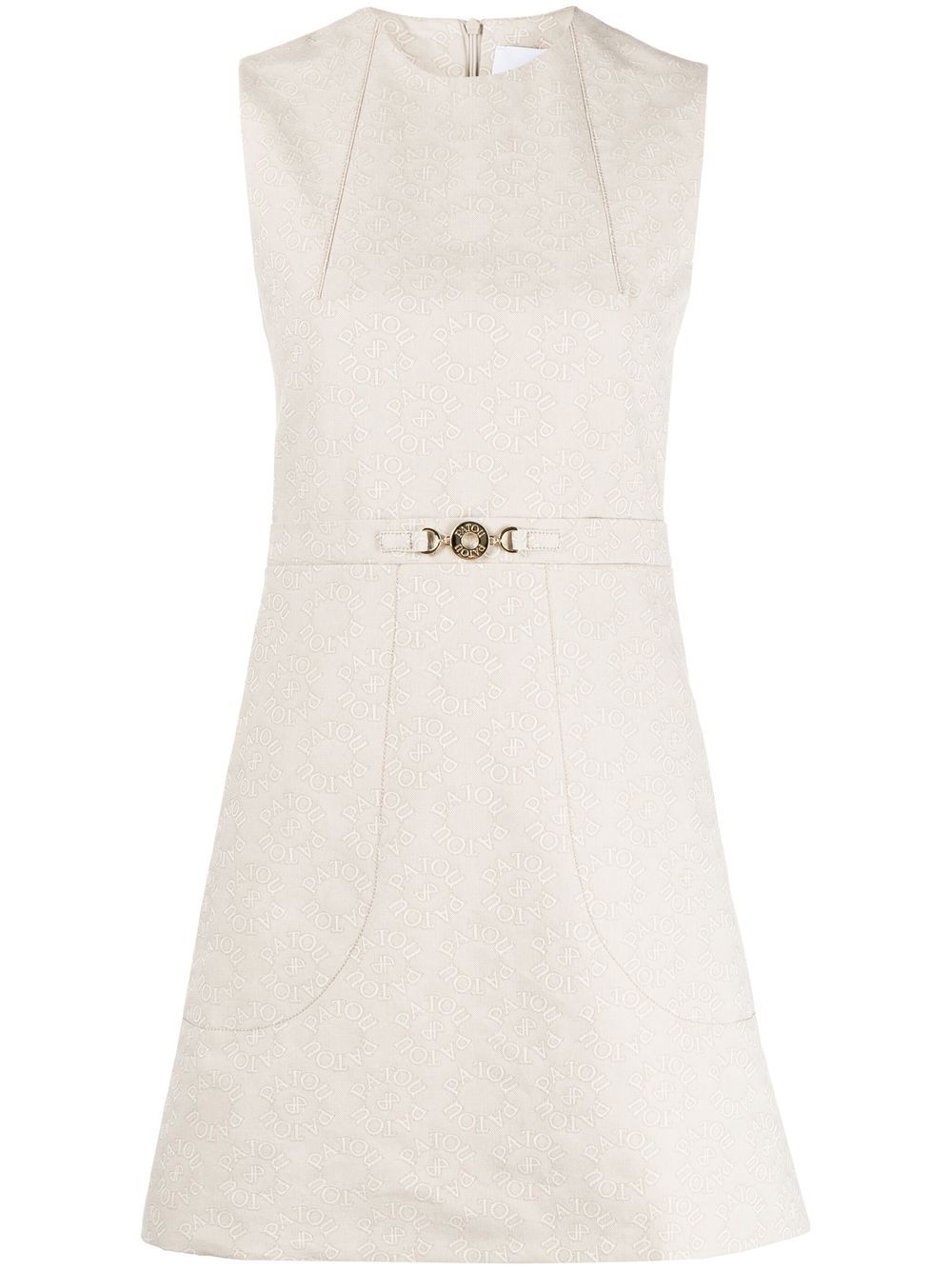 Patou logo-jacquard cotton A-line minidress - Neutrals von Patou