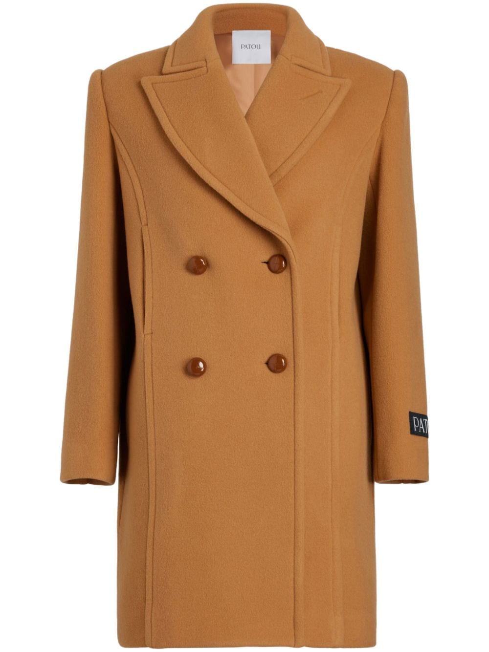 Patou logo-patch double-breasted coat - Brown von Patou