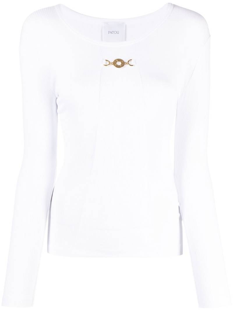 Patou logo-plaque ribbed top - White von Patou