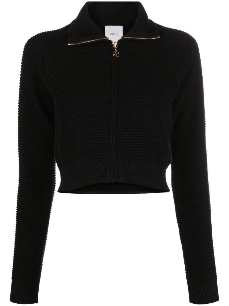 Patou ribbed-knit zip-up cropped cardigan - Black von Patou