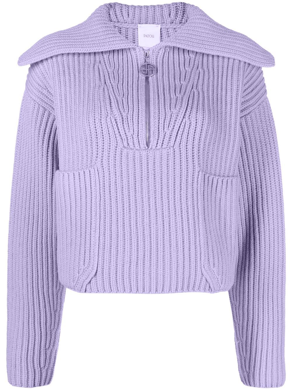 Patou ribbed-knit zip-up jumper - Purple von Patou