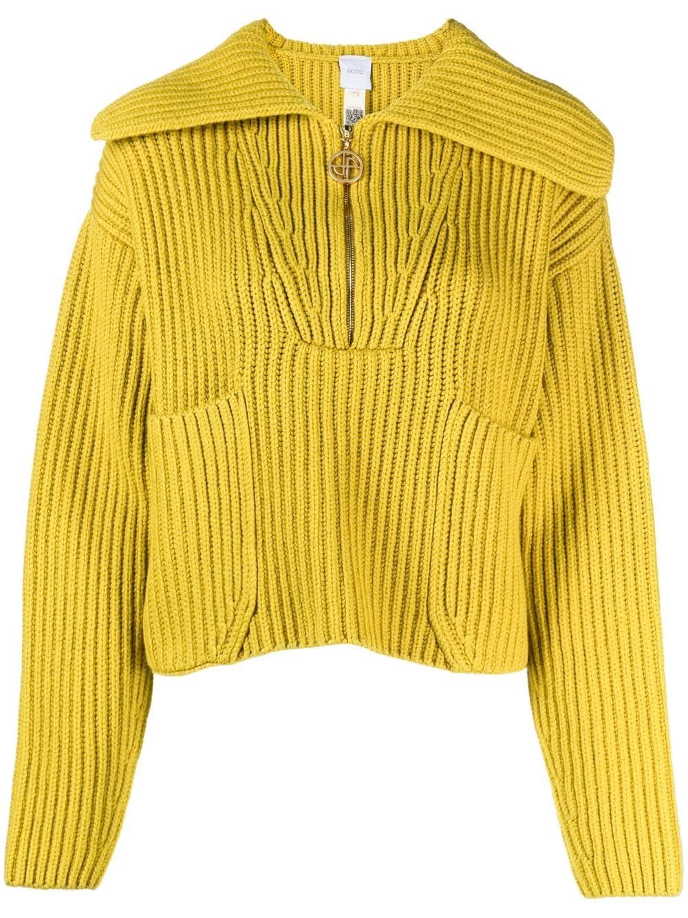 Patou ribbed-knit zip-up jumper - Yellow von Patou