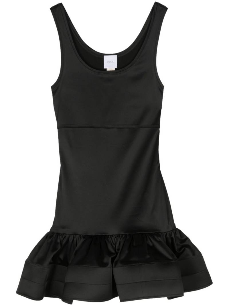 Patou ruffled satin tank dress - Black von Patou