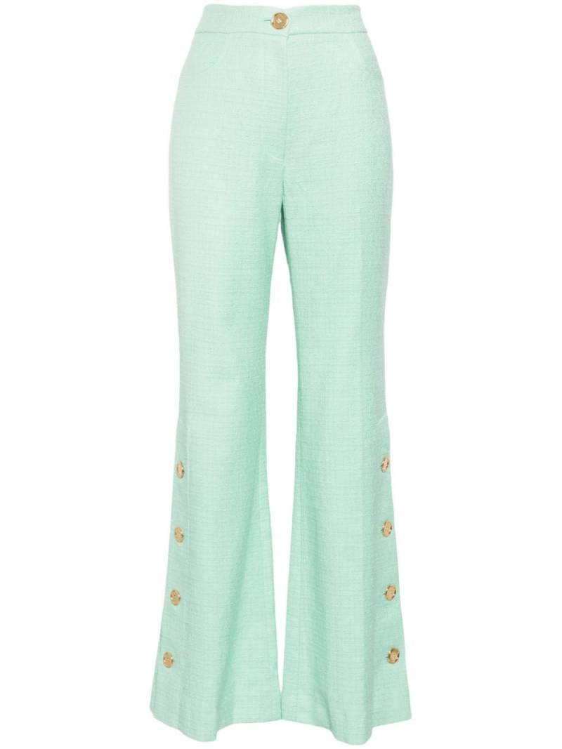 Patou button-hem tweed flared trousers - Green von Patou