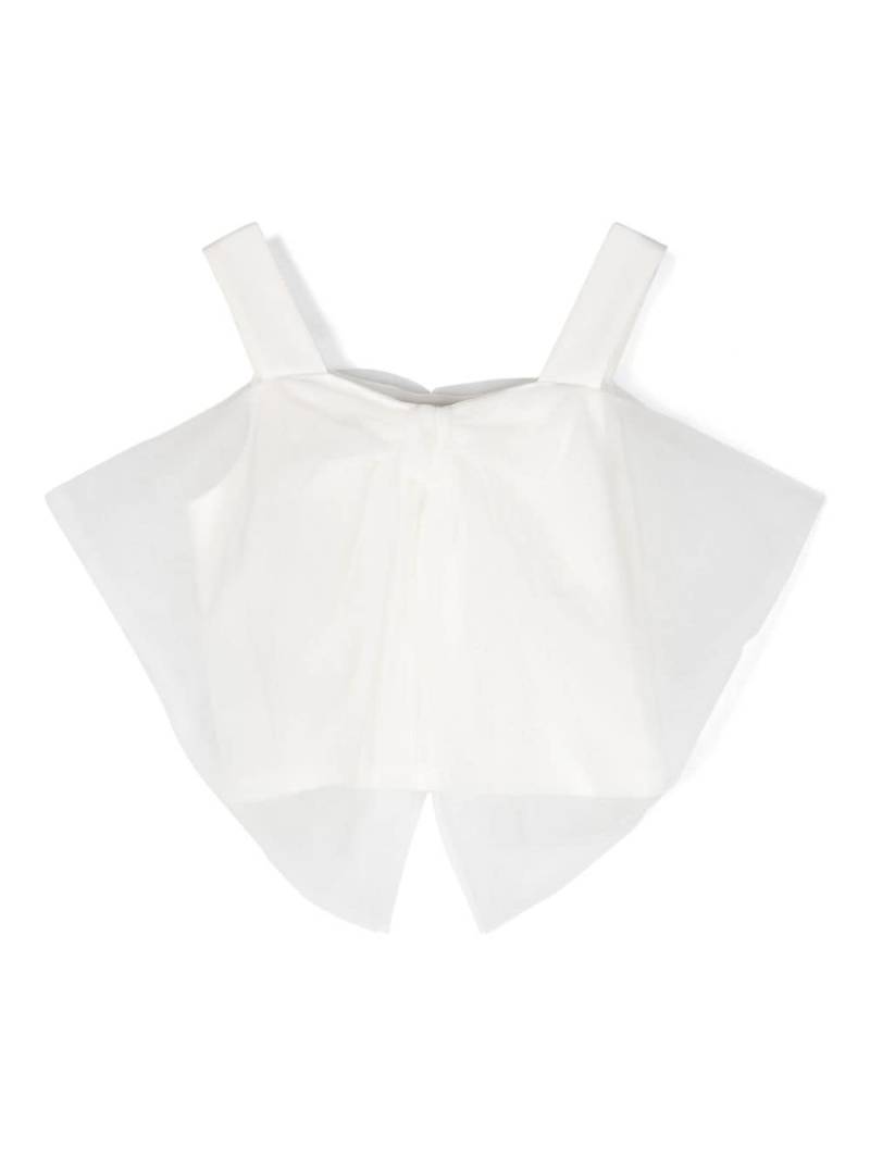 Patrizia Pepe girl knotted tulle crop top - White von Patrizia Pepe girl