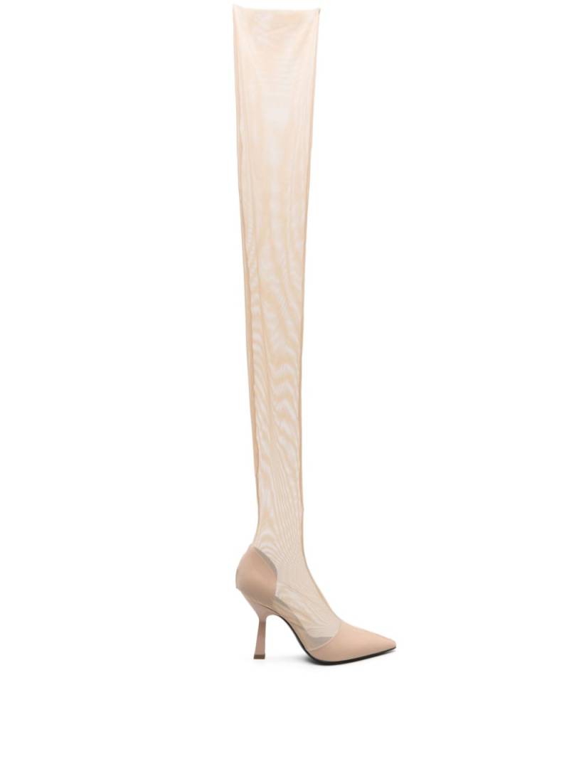 Patrizia Pepe 100mm above-knee tulle boots - Neutrals von Patrizia Pepe