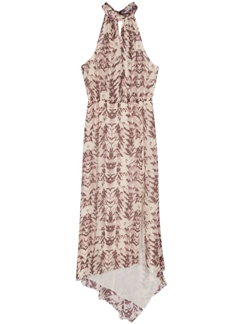 Patrizia Pepe abstract-print asymmetric midi dress - Neutrals von Patrizia Pepe