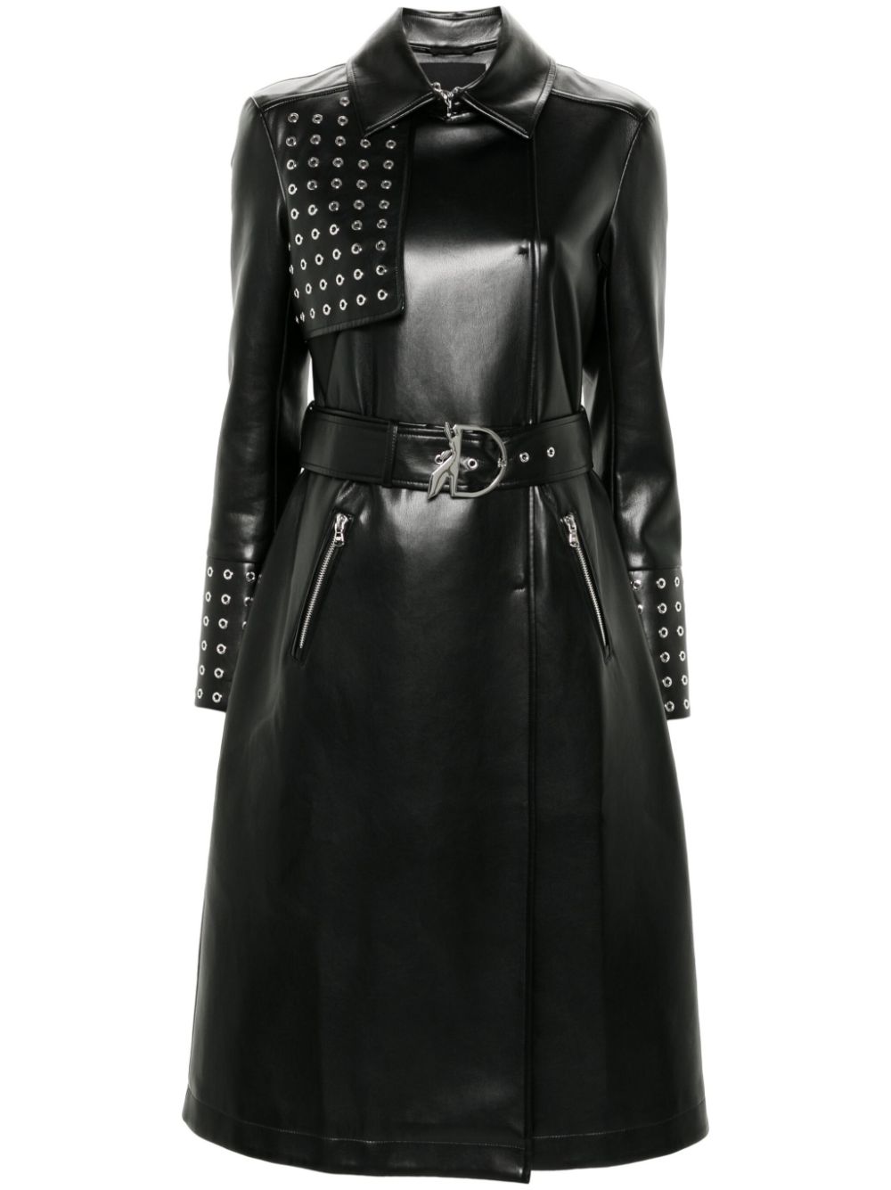 Patrizia Pepe belted faux-leather trench coat - Black von Patrizia Pepe