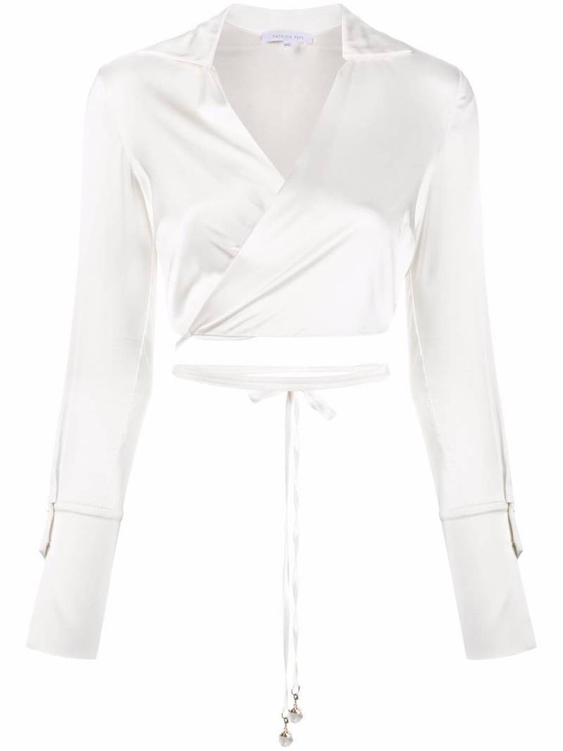 Patrizia Pepe cropped wraparound shirt - White von Patrizia Pepe