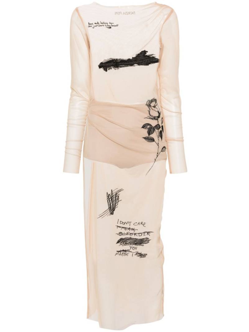 Patrizia Pepe embroidered tulle maxi dress - Neutrals von Patrizia Pepe