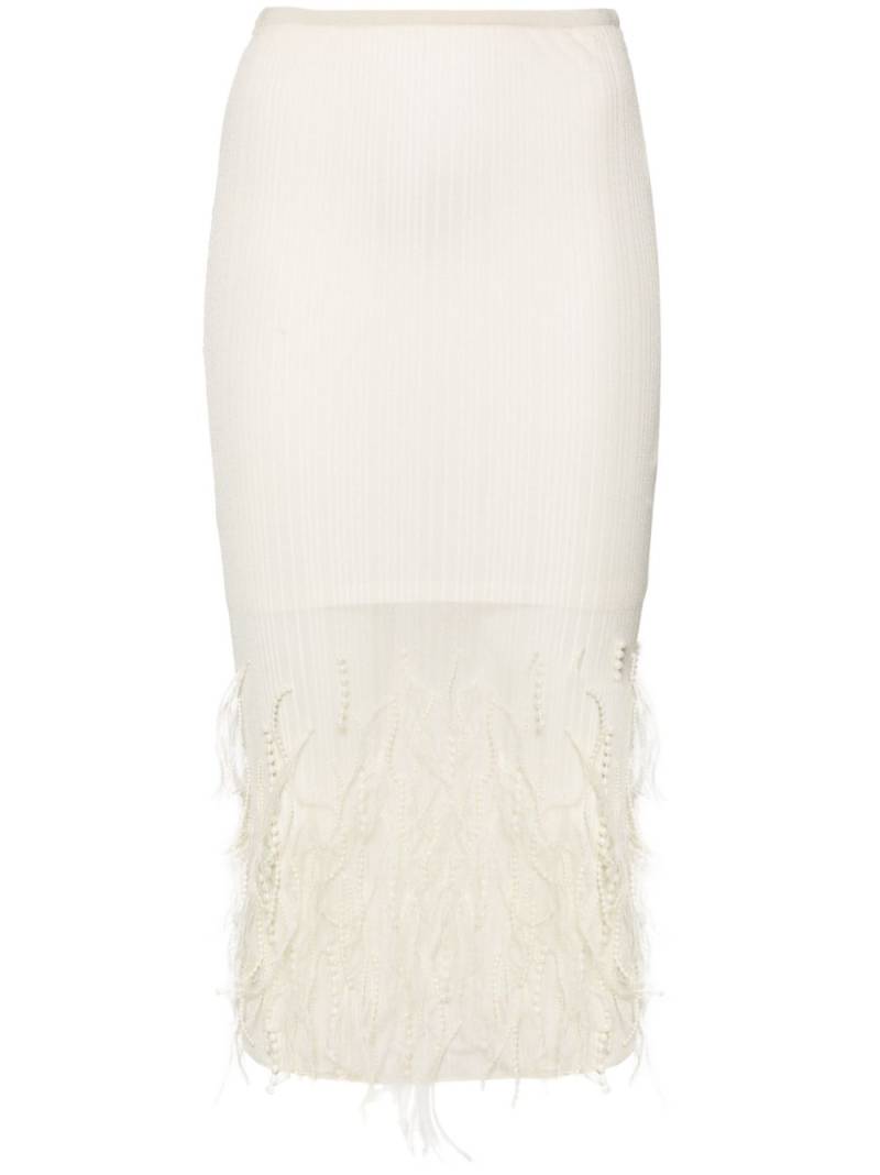 Patrizia Pepe feather-detailing midi skirt - Neutrals von Patrizia Pepe