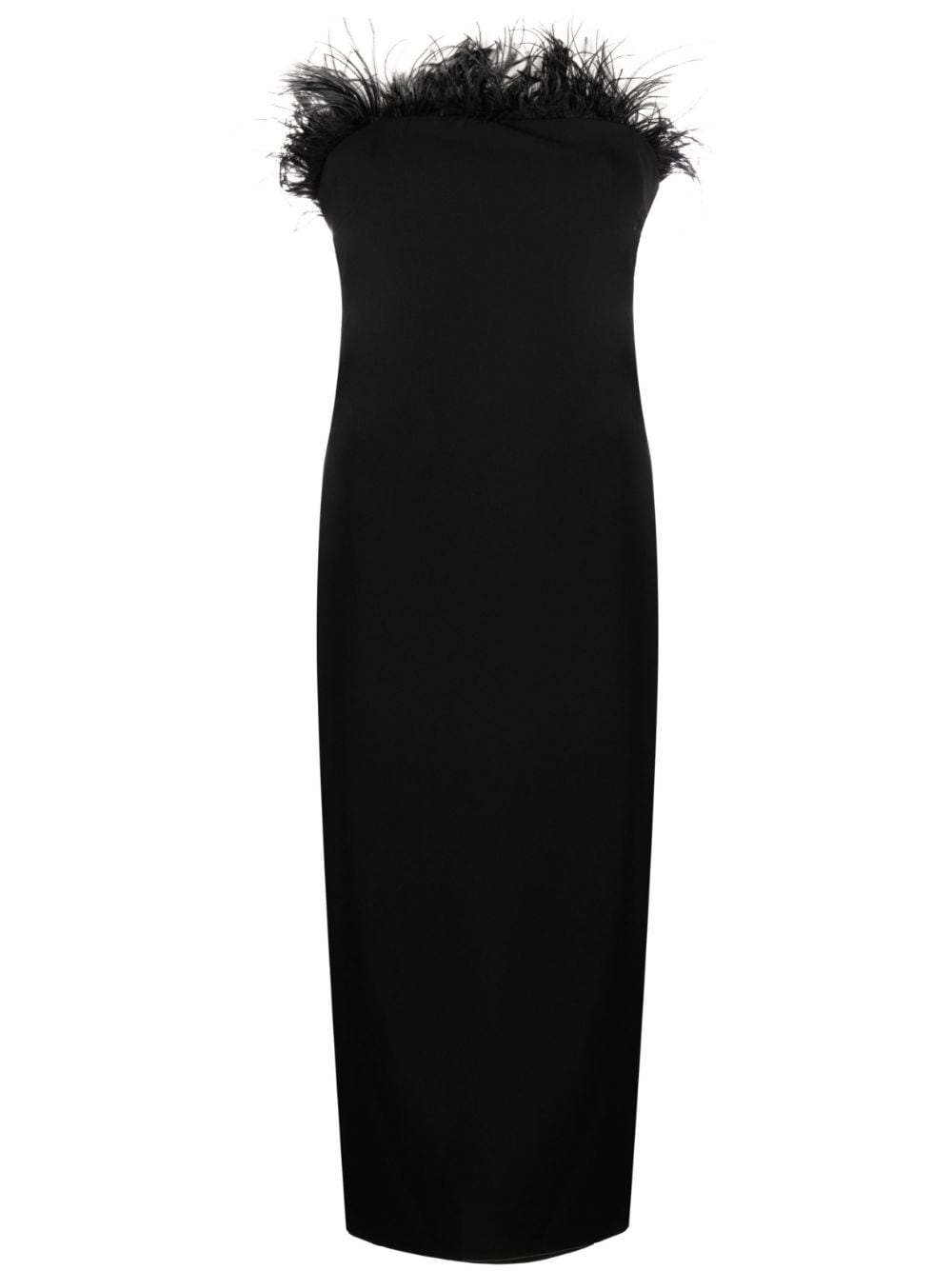 Patrizia Pepe feather-trim midi fitted dress - Black von Patrizia Pepe