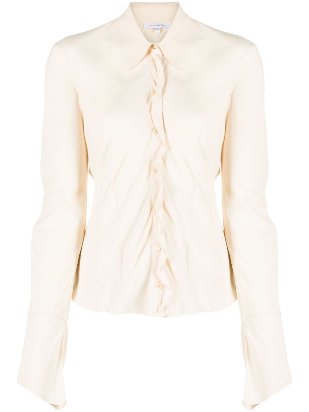 Patrizia Pepe flared detailed crepe blouse - Neutrals von Patrizia Pepe