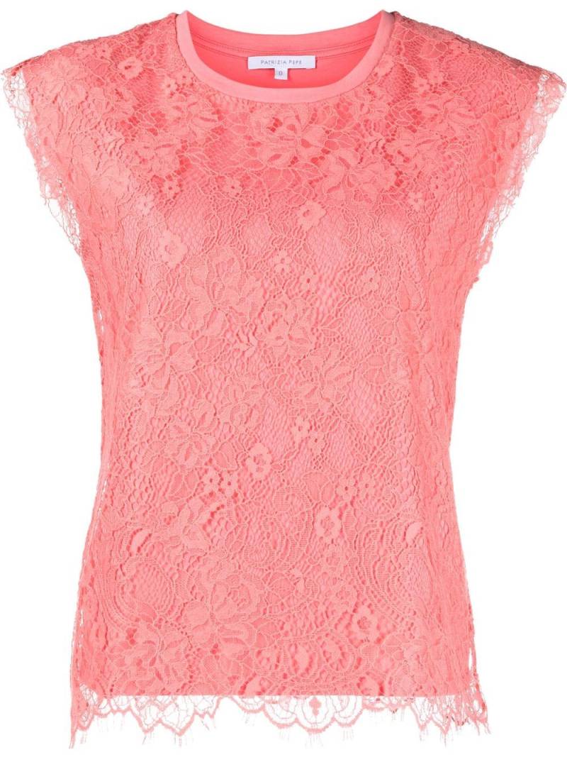 Patrizia Pepe floral lace short-sleeve T-shirt - Pink von Patrizia Pepe