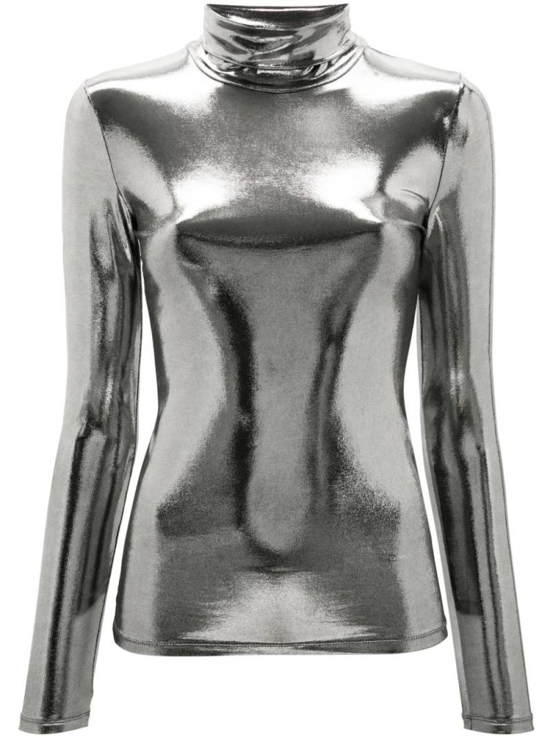 Patrizia Pepe lamé high-neck top - Silver von Patrizia Pepe