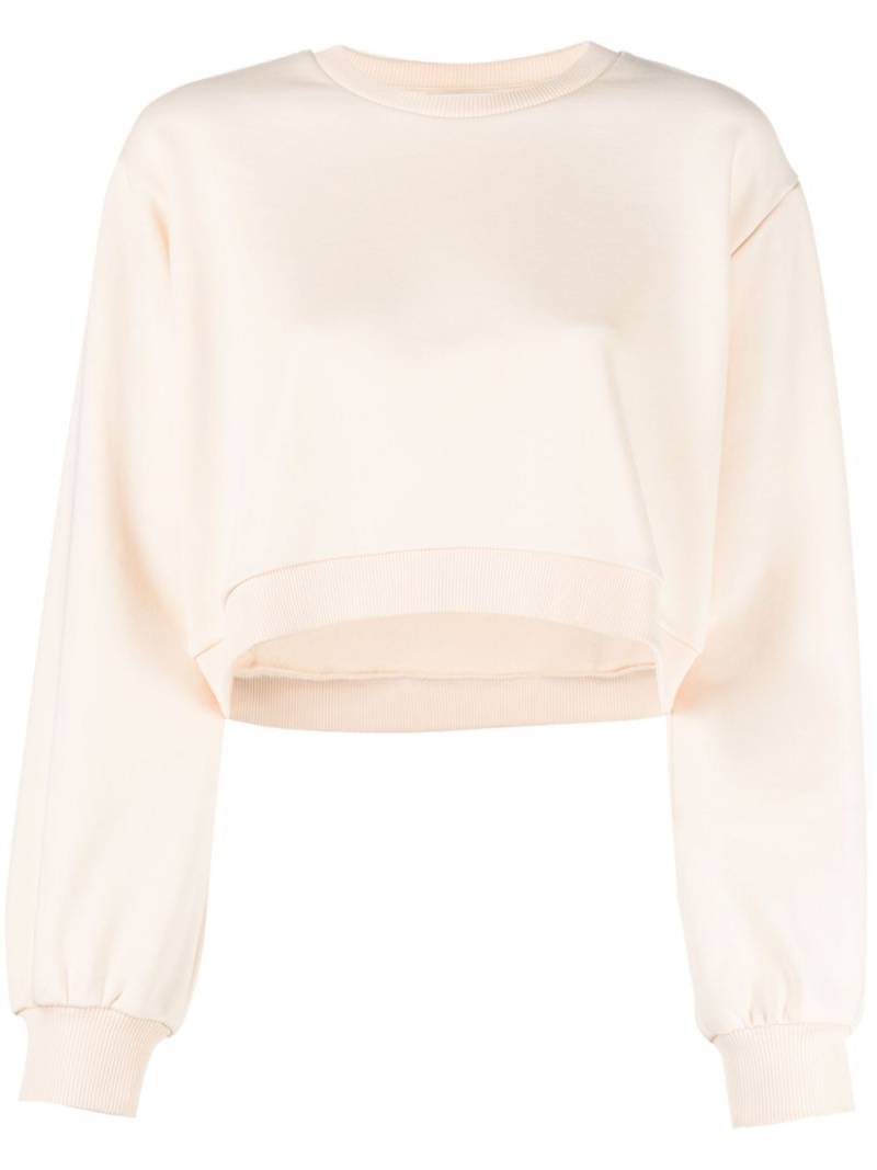 Patrizia Pepe logo-embossed cropped sweatshirt - Neutrals von Patrizia Pepe