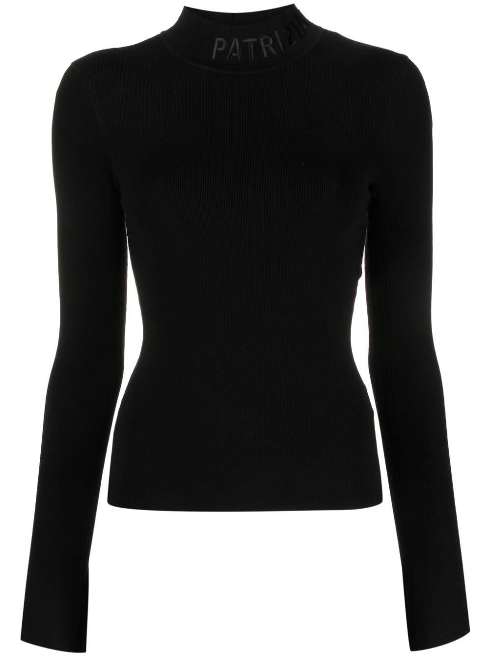 Patrizia Pepe logo-embroidered high-neck jumper - Black von Patrizia Pepe