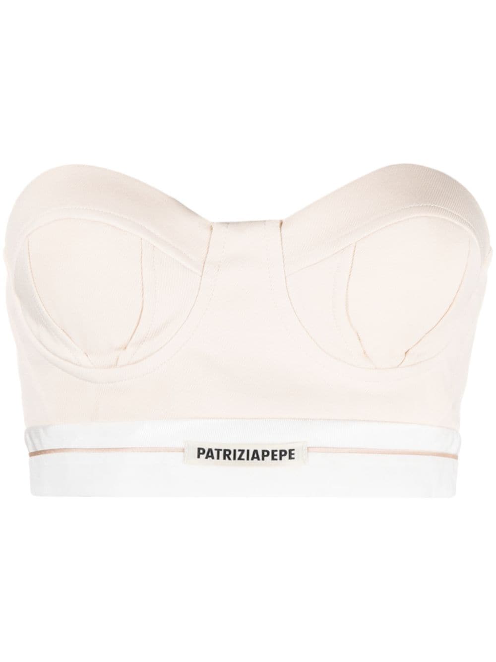 Patrizia Pepe logo-patch tailored bustier top - Neutrals von Patrizia Pepe