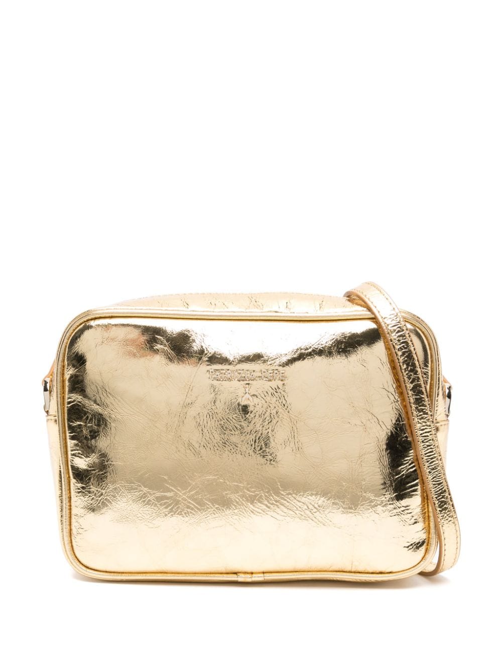 Patrizia Pepe logo-plaque cracked-effect crossbody bag - Gold von Patrizia Pepe