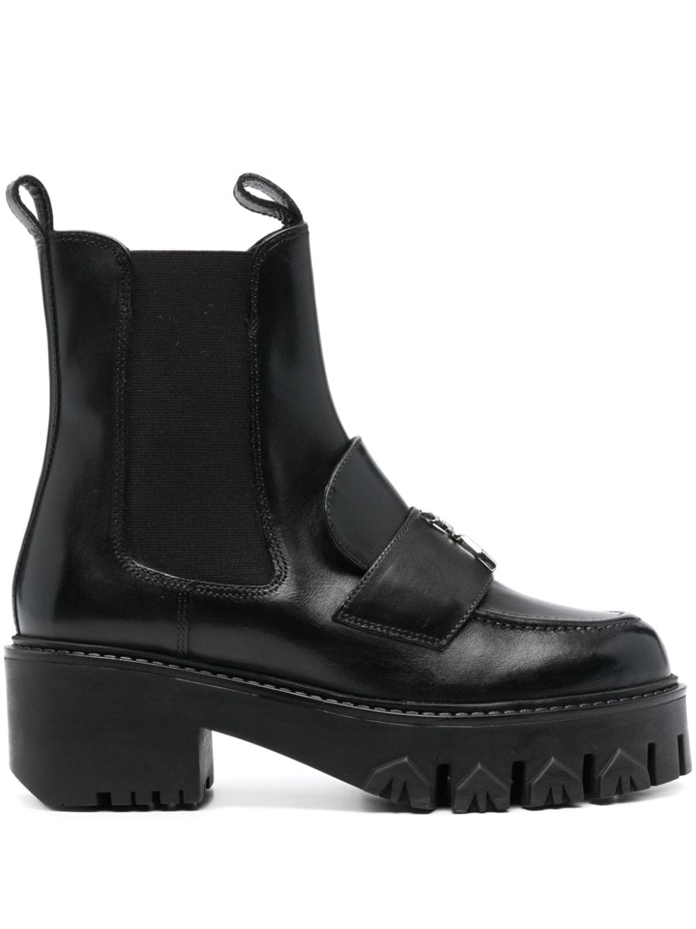 Patrizia Pepe logo-plaque leather boots - Black von Patrizia Pepe