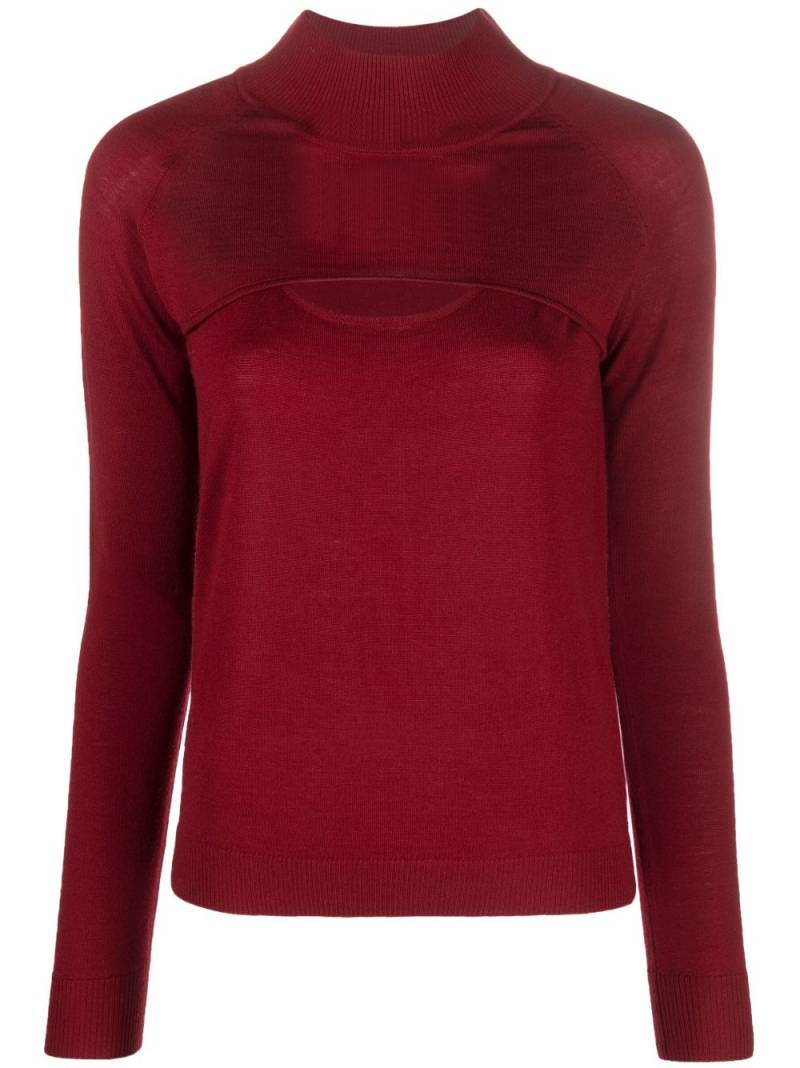 Patrizia Pepe long-sleeved cut-out wool T-shirt - Red von Patrizia Pepe